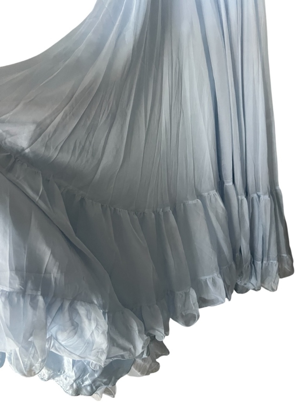 MAC DUGGAL Light Blue Ruffle Tiered Cut-Out Chiffon Gown NWT - Picture 7 of 15